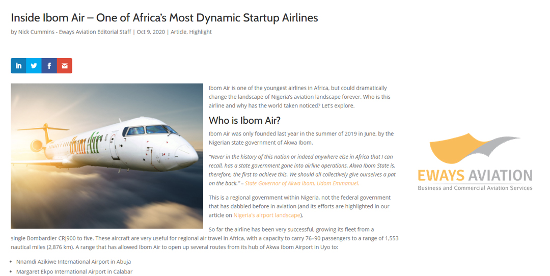 Ibom Air – One of Africa’s Most Dynamic Startup Airlines