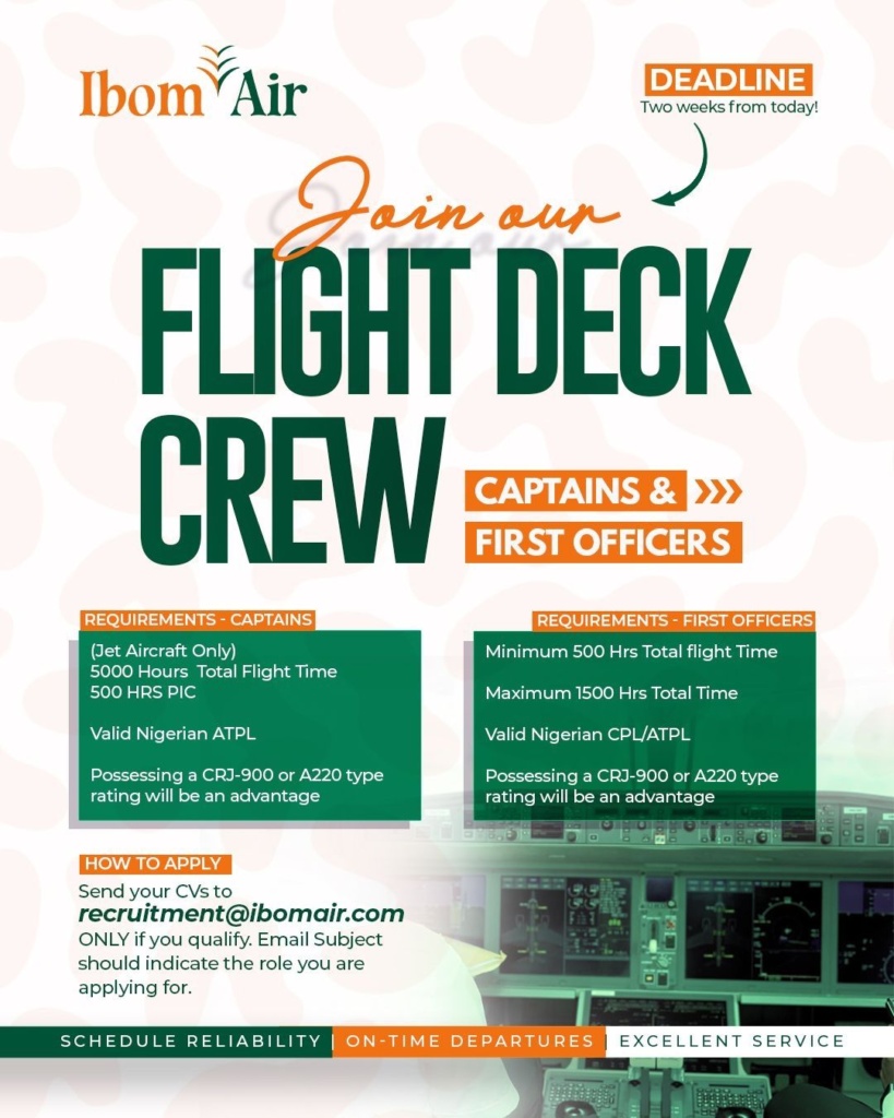 Apply for Captains and First Officers with Ibom Air