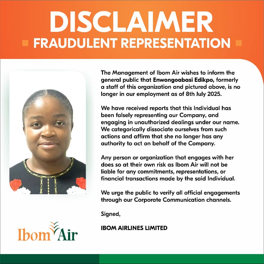 Former Ibom Air Staff Fraud Alert